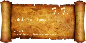 Takács Tomaj névjegykártya